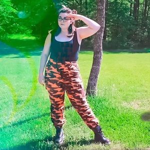 Orange tapered camo pants